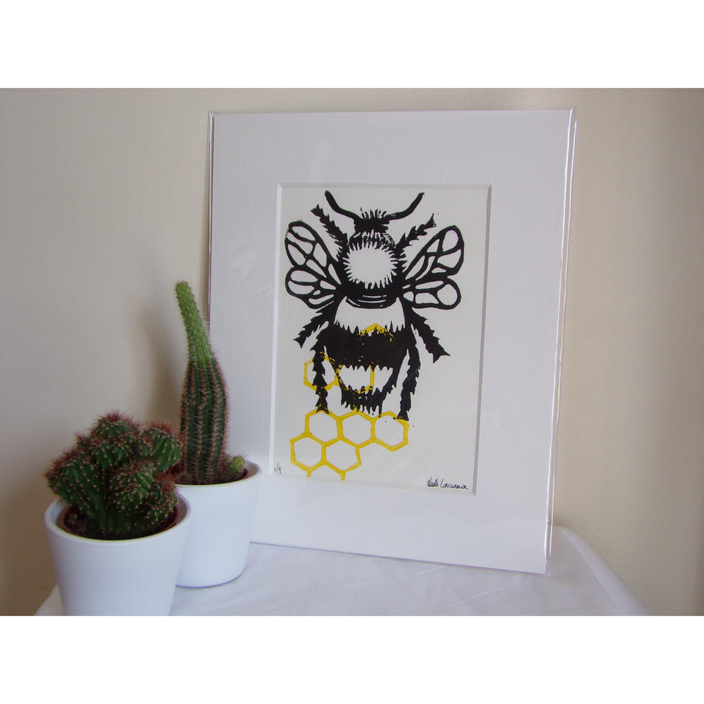 Louise Concannon Bee Linoprint-Louise Concannon Designs-Artisan Market Online
