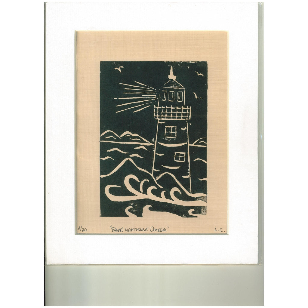 Louise Concannon Fandad Lightouse Donegal Linoprint-Louise Concannon Designs-Artisan Market Online