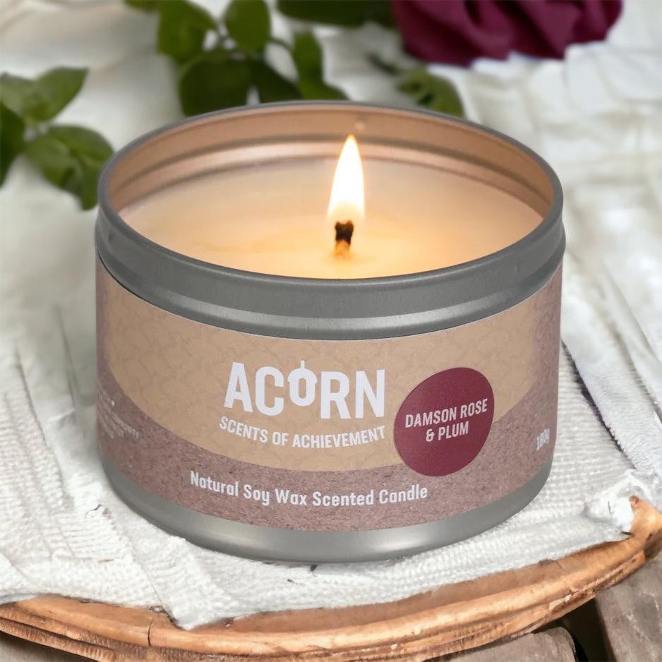 Acorn Damson Rose & Plum Candle Tin-Acorn-Artisan Market Online