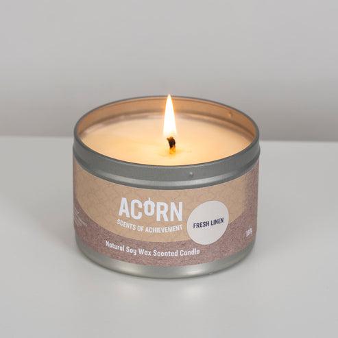 Acorn Fresh Linen Candle Tin-Acorn-Artisan Market Online